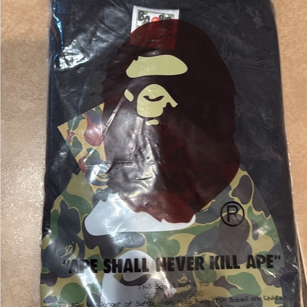 Bape Black and Green Camo Graphic Tee